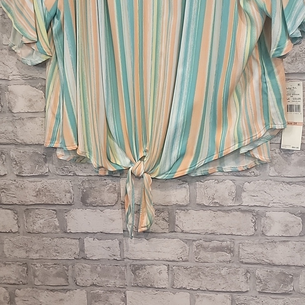 Ruby Rd. Tie Front Spring Breeze NWT 2x Top - Picture 7 of 9